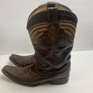 Azabache Boots Leather Vaquero Mexico Boots Snip Toe Brown Cowboy Western 8
